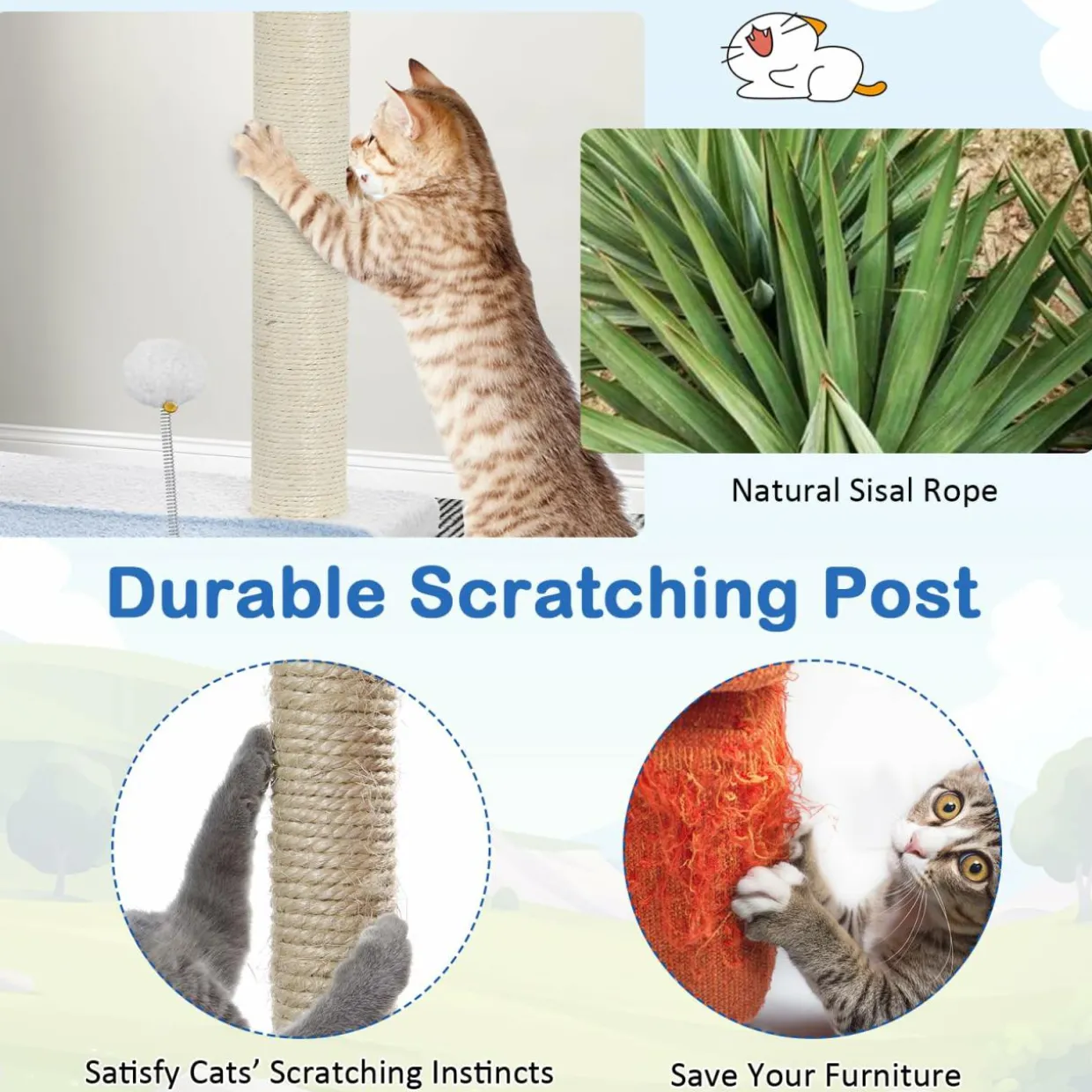 Tangkula Ocean-Themed Cat Tree, 3-Level Cat Tower, 34"