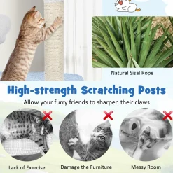 Tangkula Ocean-Themed Cat Tree, Multi-Level Cat Tower with Sisal Scratching Posts, 65