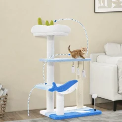 Tangkula Ocean-Themed Cat Tree, 3-Level Cat Tower, 34