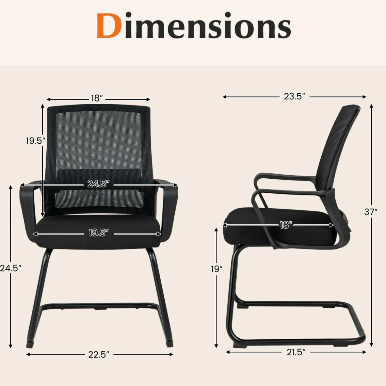 Tangkula Office Guest Chair with Lumbar Support