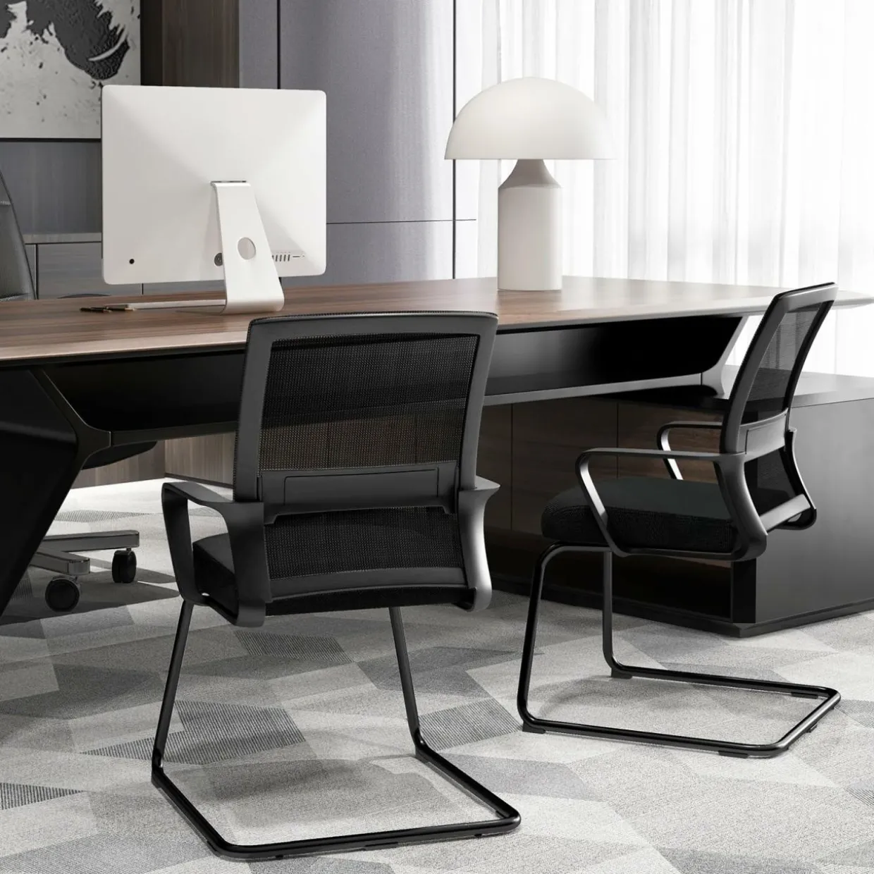 Tangkula Office Guest Chair with Lumbar Support