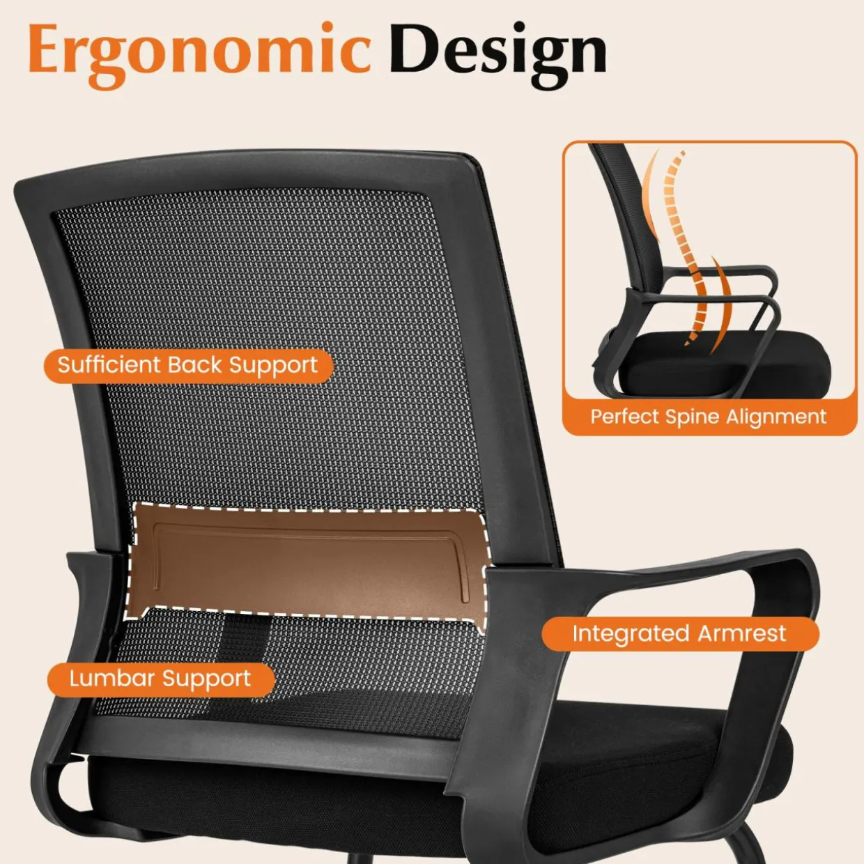 Tangkula Office Guest Chair with Lumbar Support