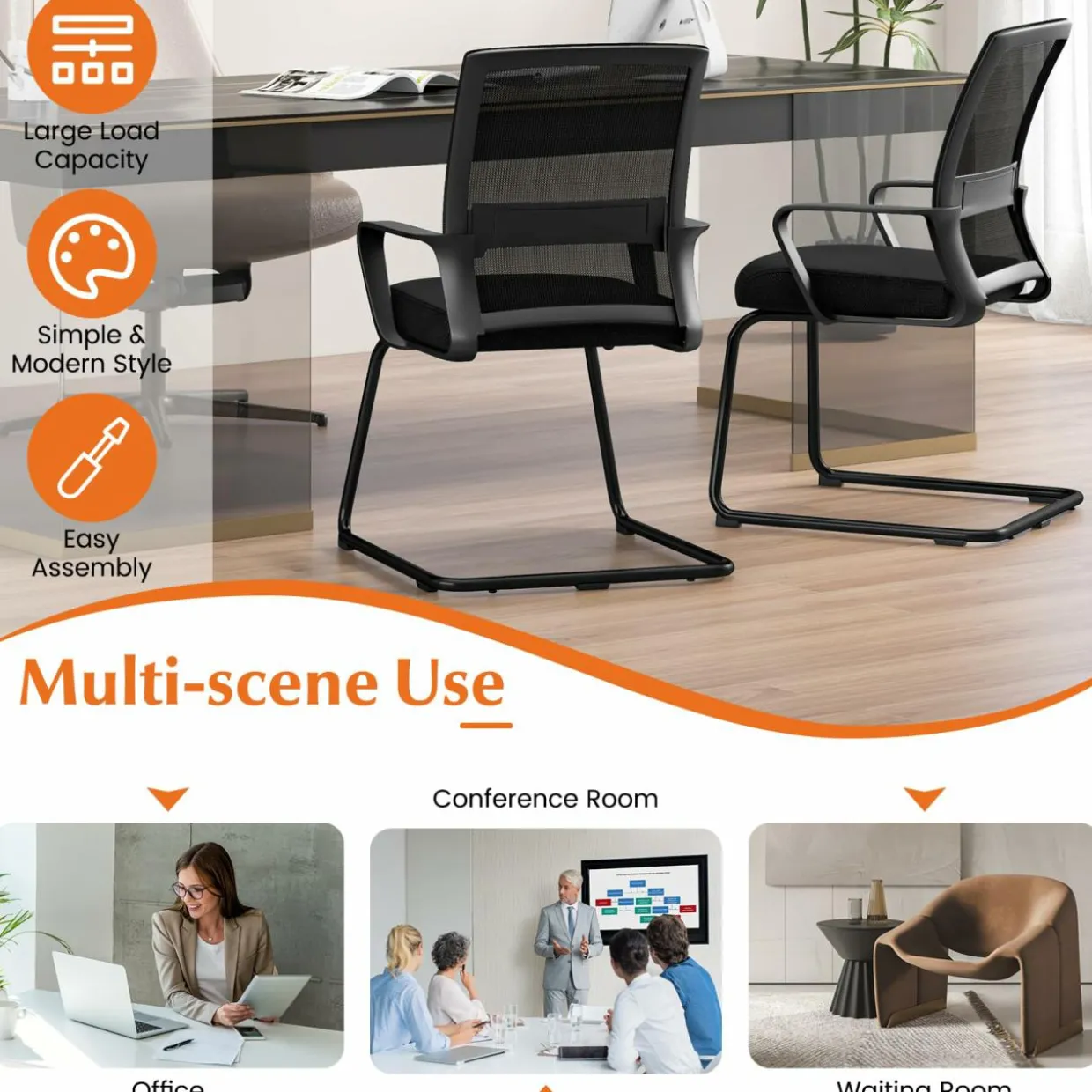 Tangkula Office Guest Chair with Lumbar Support