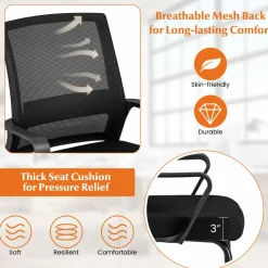 Tangkula Office Guest Chair with Lumbar Support
