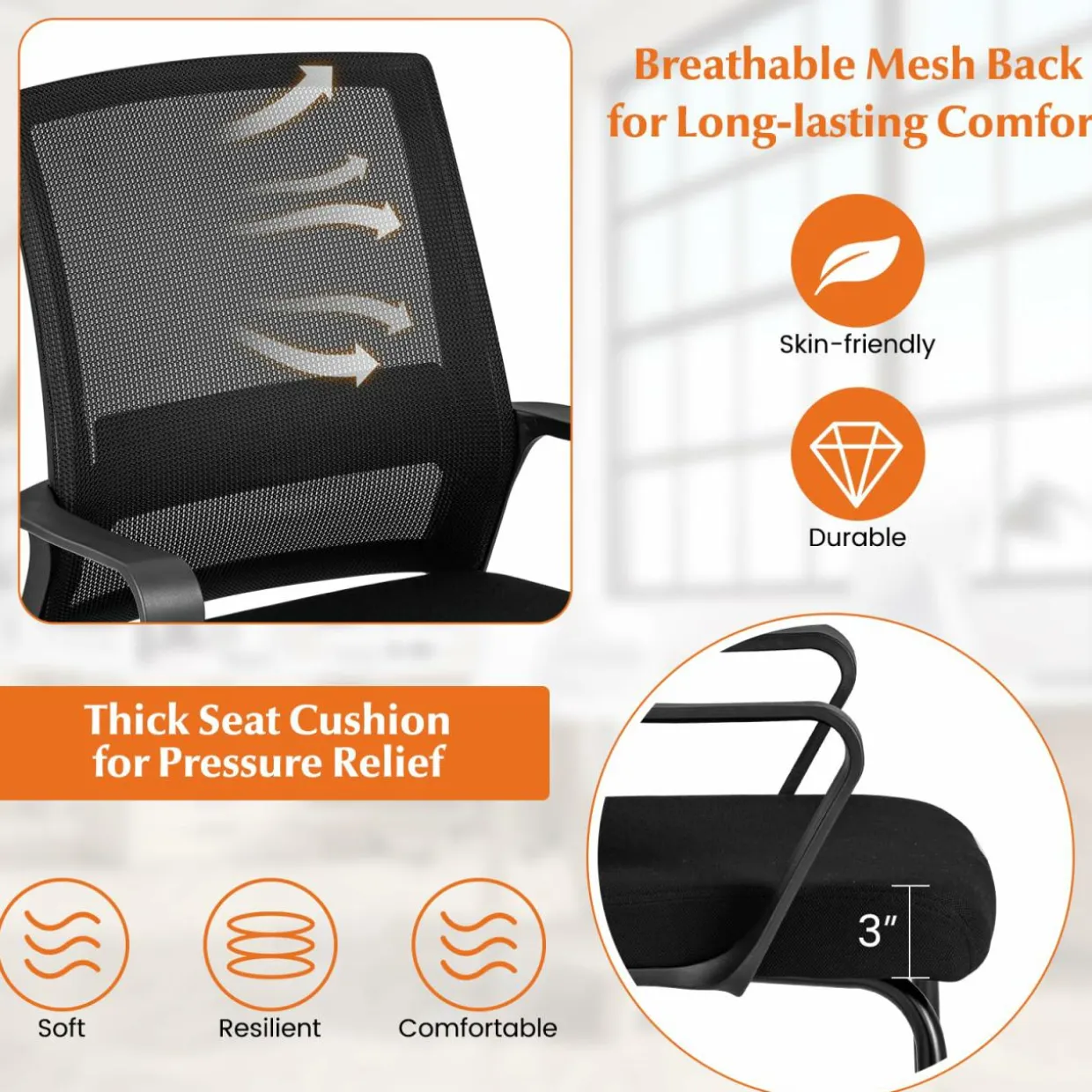 Tangkula Office Guest Chair with Lumbar Support
