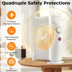 Tangkula Oil Filled Radiator Heater, 700W Portable Radiant Space Heater with Adjustable Thermostat