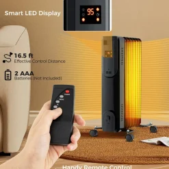 Tangkula Oil Filled Radiator Heater, 1500W Electric Radiant Heater with Remote, LED Display