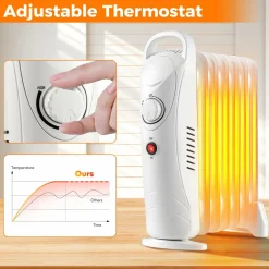 Tangkula Oil Filled Radiator Heater, 700W Portable Radiant Space Heater with Adjustable Thermostat