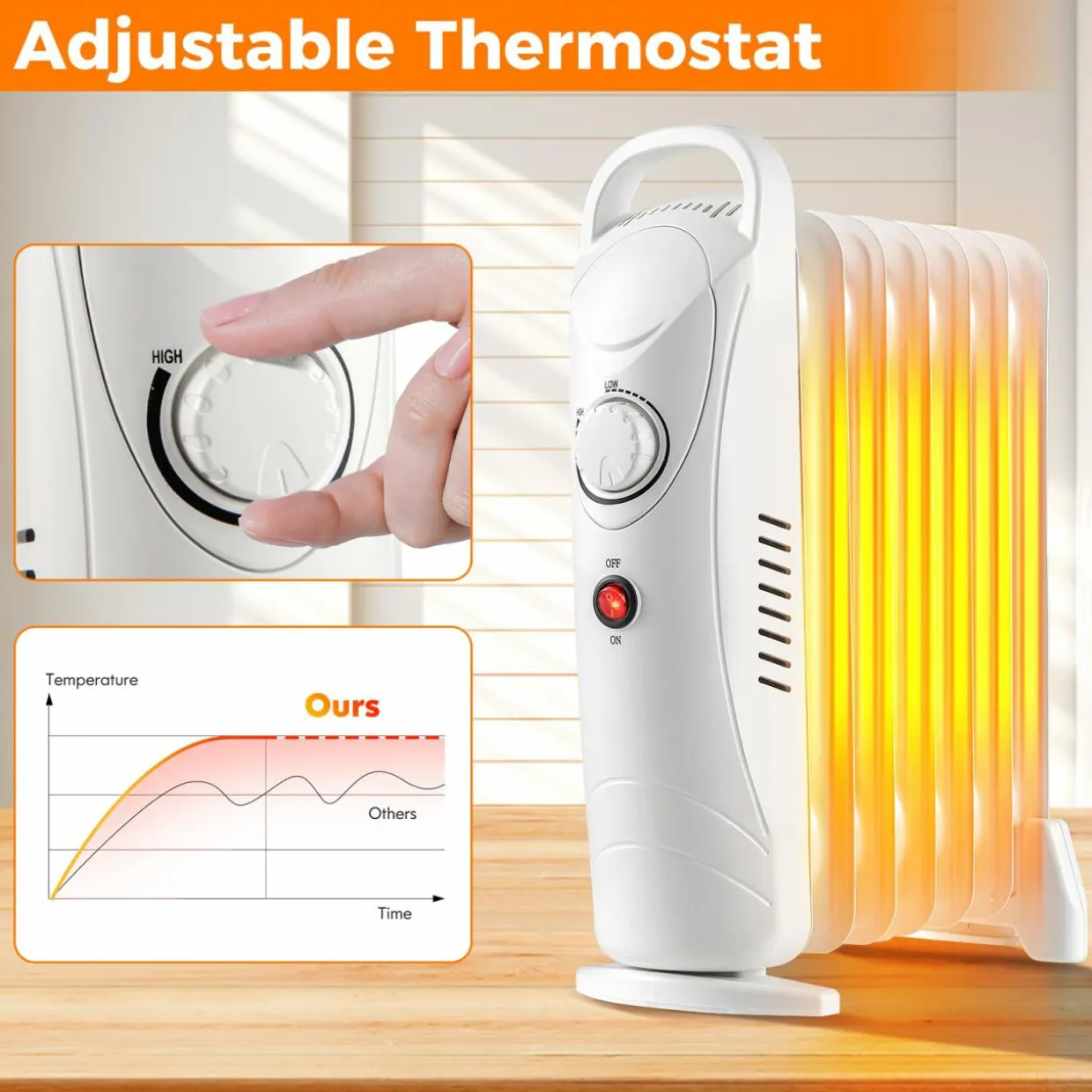 Tangkula Oil Filled Radiator Heater, 700W Portable Radiant Space Heater with Adjustable Thermostat