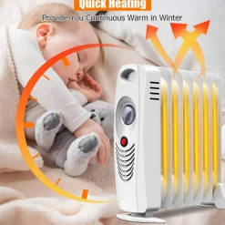 Tangkula Oil Filled Radiator Heater, 700W Portable Space Heater Radiator with Adjustable Thermostat