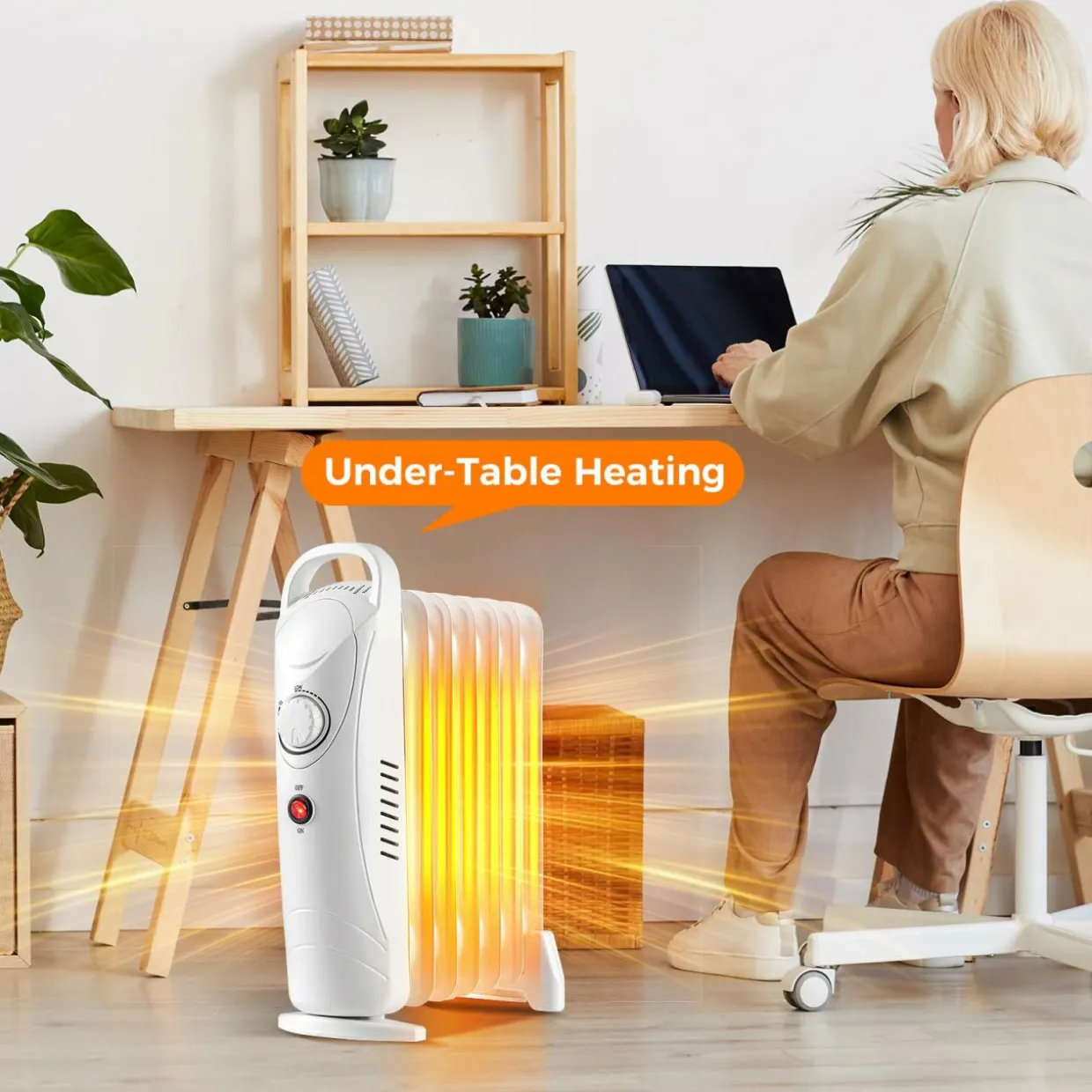 Tangkula Oil Filled Radiator Heater, 700W Portable Radiant Space Heater with Adjustable Thermostat