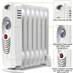 Tangkula Oil Filled Radiator Heater, 700W Portable Space Heater Radiator with Adjustable Thermostat