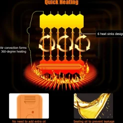 Tangkula Oil Filled Radiator Heater, 700W Portable Space Heater Radiator with Adjustable Thermostat