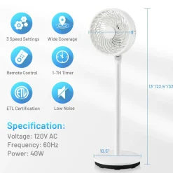 Tangkula Oscillating Pedestal Fan with Remote Control