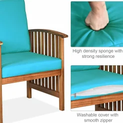 Tangkula Outdoo Wood Sofa Set w/Water Resistant Cushions, Padded Patio Seating Chat Set