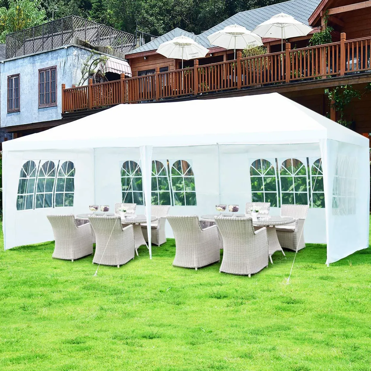 Tangkula Outdoor 10 x 20 Feet Canopy Tent, Party Wedding Tent with Removable Walls, Portable Canopy Shelter Gazebo Pavilion for Event