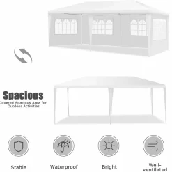 Tangkula Outdoor 10 x 20 Feet Canopy Tent, Party Wedding Tent with Removable Walls, Portable Canopy Shelter Gazebo Pavilion for Event