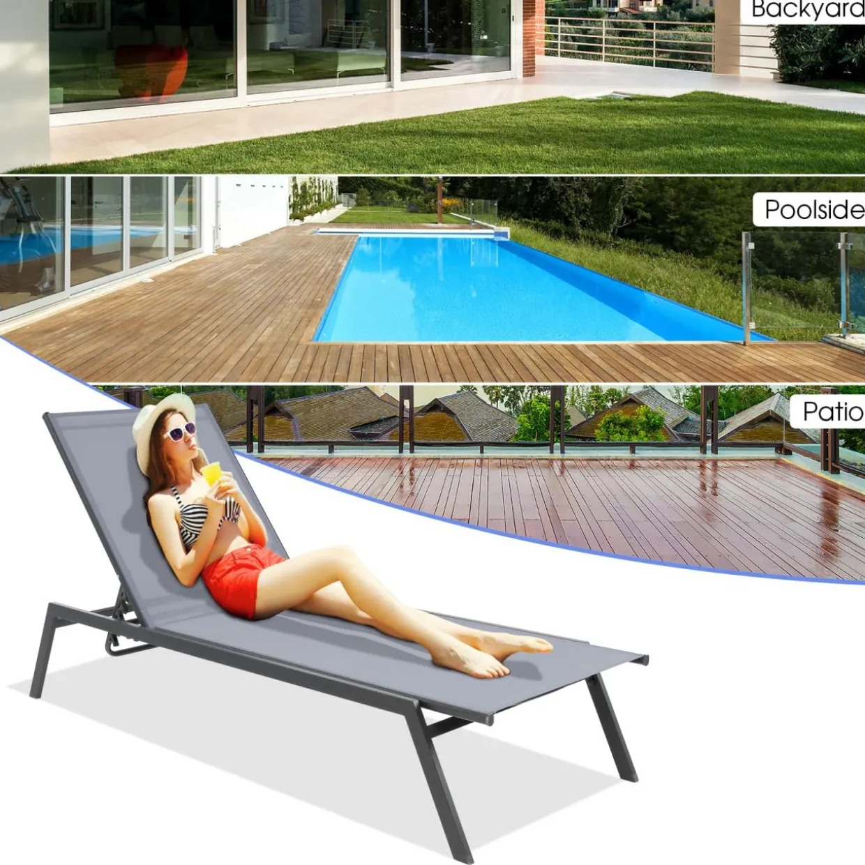 Tangkula Outdoor Adjustable Chaise Lounge Chair