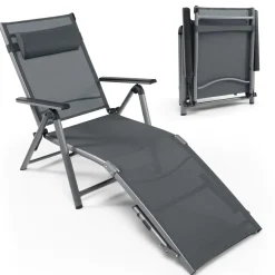 Tangkula Outdoor Aluminum Chaise Lounge Chair
