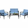 Tangkula Outdoor Aluminum Patio Conversation Set, Patio Sofa Set 1 Loveseat, 2 Single Sofas, 1 Coffee Table