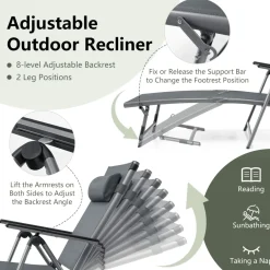 Tangkula Outdoor Aluminum Chaise Lounge Chair