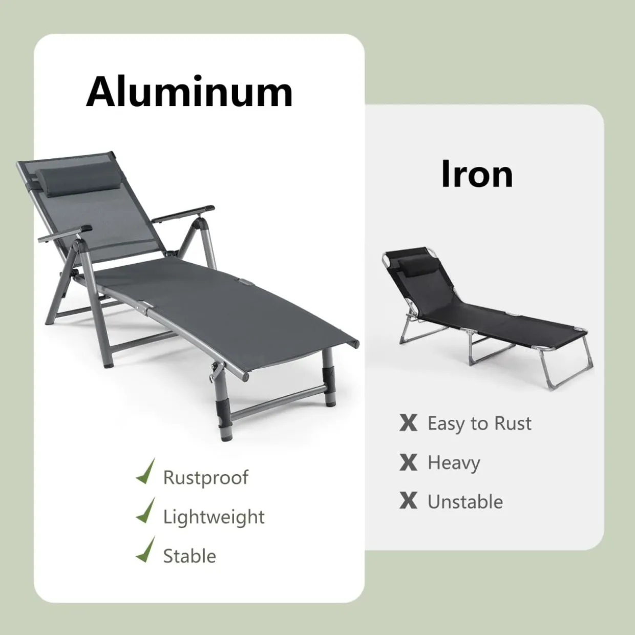 Tangkula Outdoor Aluminum Chaise Lounge Chair