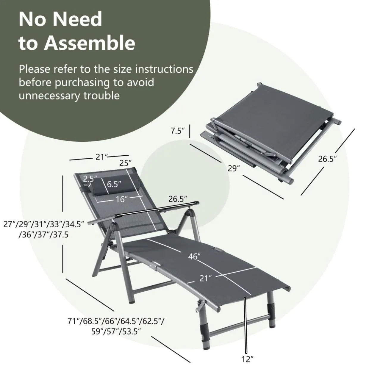Tangkula Outdoor Aluminum Chaise Lounge Chair