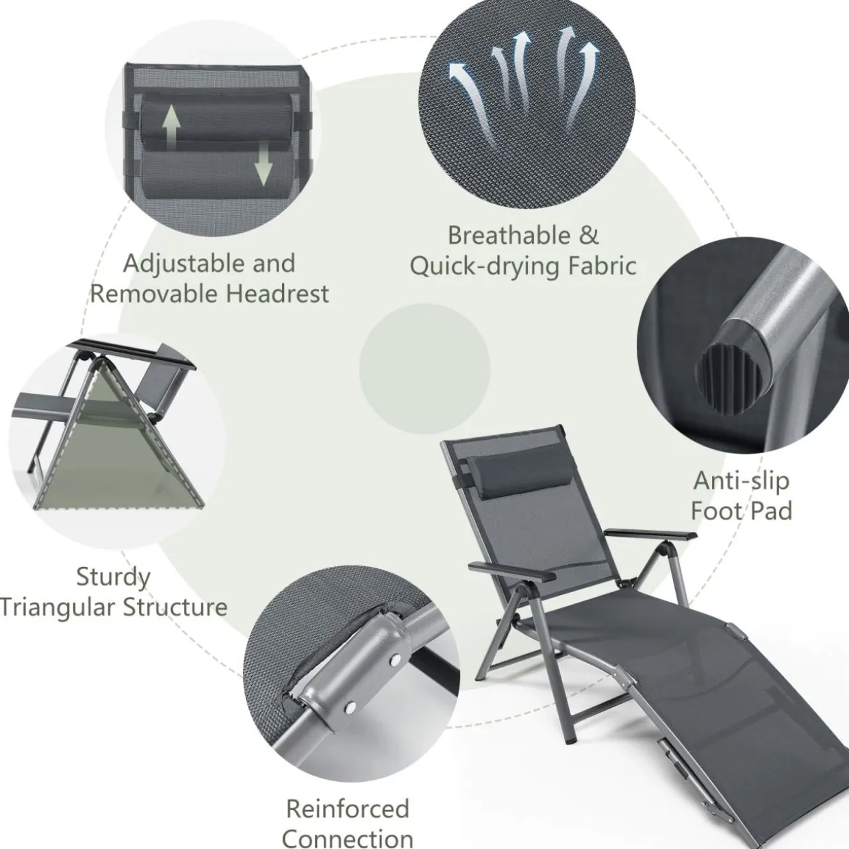 Tangkula Outdoor Aluminum Chaise Lounge Chair