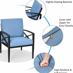 Tangkula Outdoor Aluminum Patio Conversation Set, Patio Sofa Set 1 Loveseat, 2 Single Sofas, 1 Coffee Table