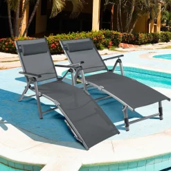 Tangkula Outdoor Aluminum Chaise Lounge Chair