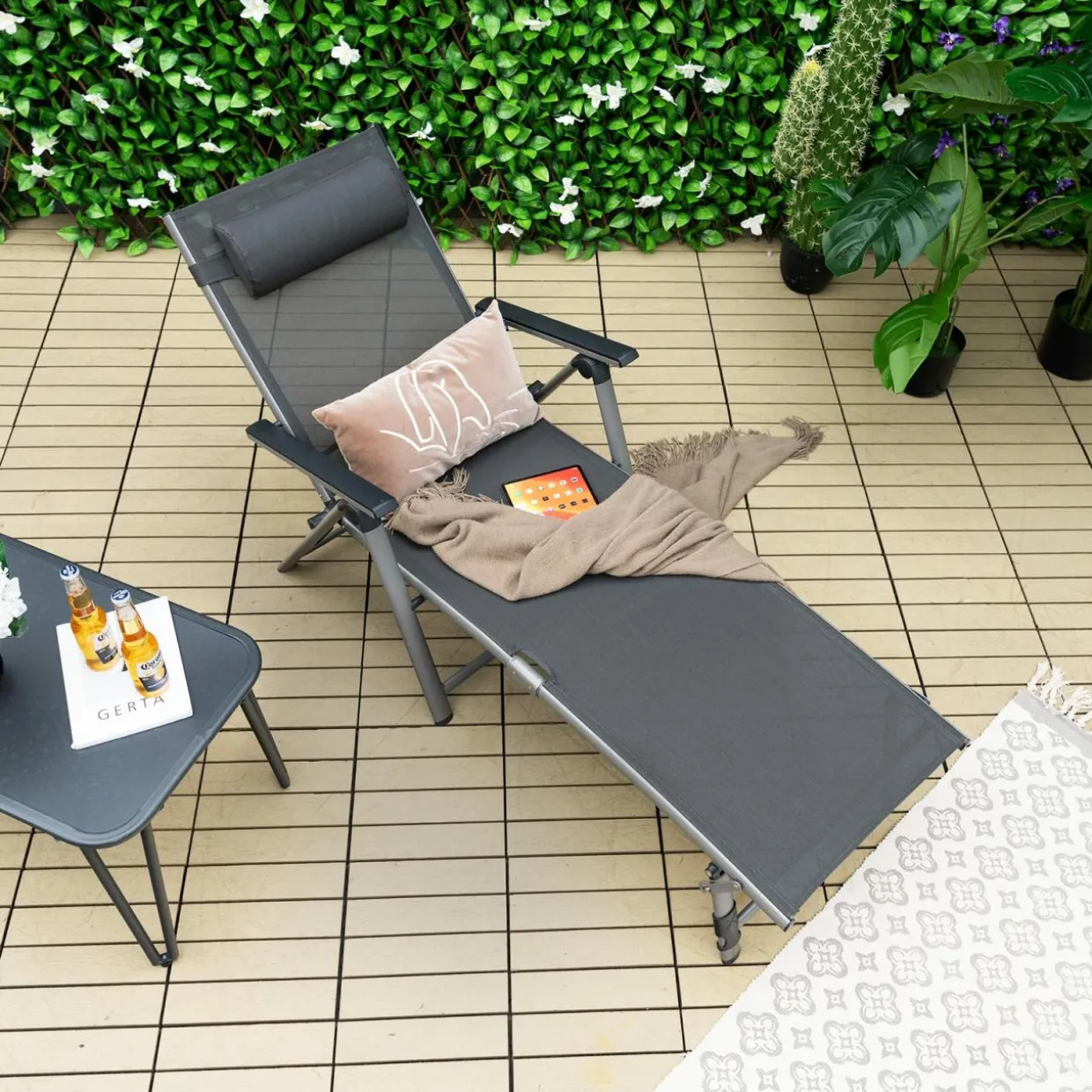 Tangkula Outdoor Aluminum Chaise Lounge Chair