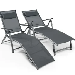 Tangkula Outdoor Aluminum Chaise Lounge Chair