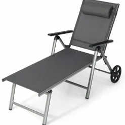 Tangkula Outdoor Aluminum Chaise Lounge Chair with Wheels