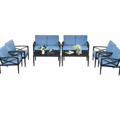 Tangkula Outdoor Aluminum Patio Conversation Set, Patio Sofa Set 1 Loveseat, 2 Single Sofas, 1 Coffee Table