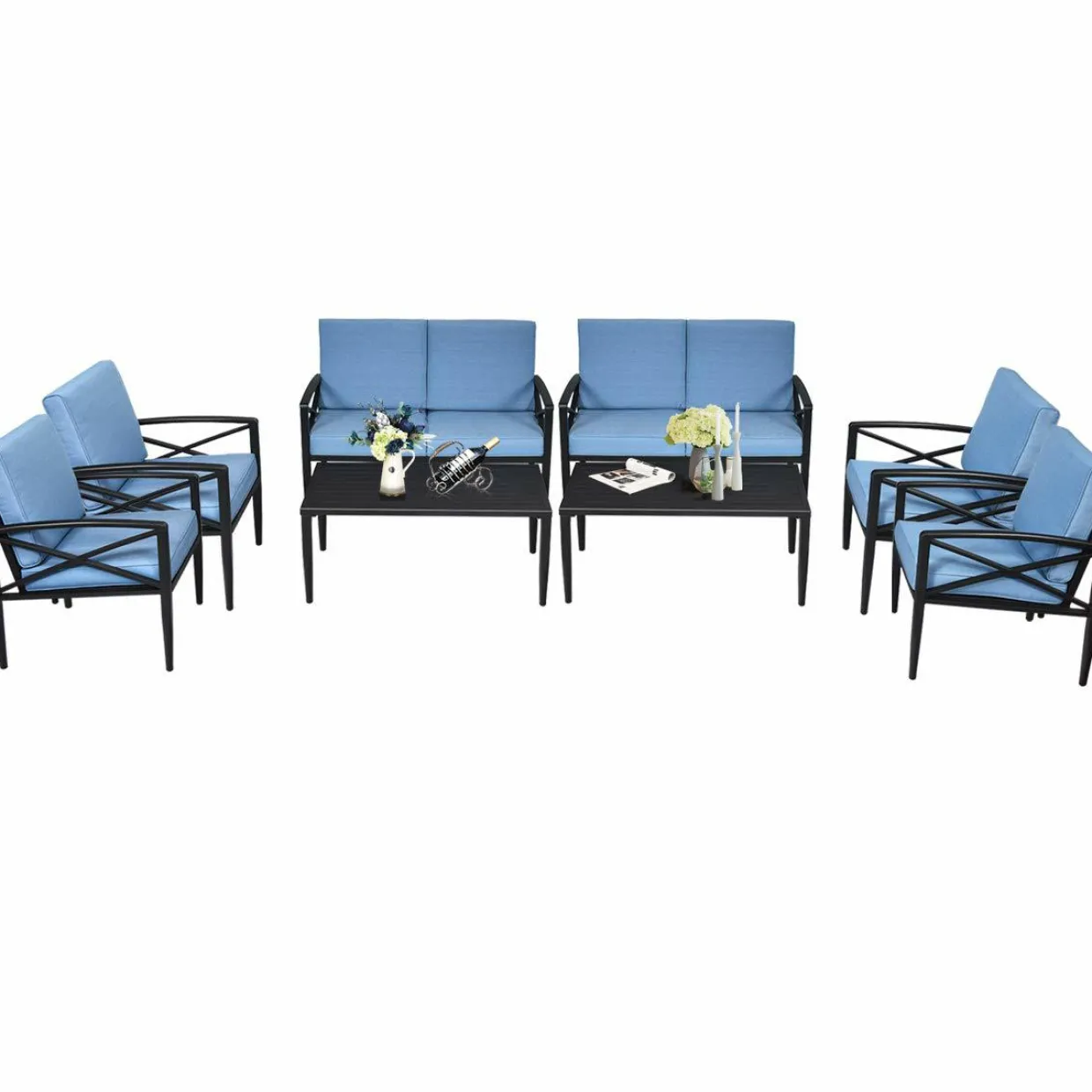 Tangkula Outdoor Aluminum Patio Conversation Set, Patio Sofa Set 1 Loveseat, 2 Single Sofas, 1 Coffee Table