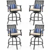 Tangkula Outdoor Bar Height Chair Set, Ergonomic Swivel Chairs with Comfortable Armrest