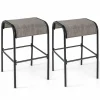 Tangkula Outdoor Bar Stools Set of 2/4, 30" Bar Height Bistro Stools with Breathable Fabric Seat & Heavy-Duty Metal Frame