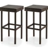 Tangkula Outdoor Bar Stool Set of 2/4, Patio Rattan Bar Chairs