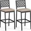 Tangkula Outdoor Bar Stools Set of 2 or 4, 27” Counter Height Barstools with Removable Cushions