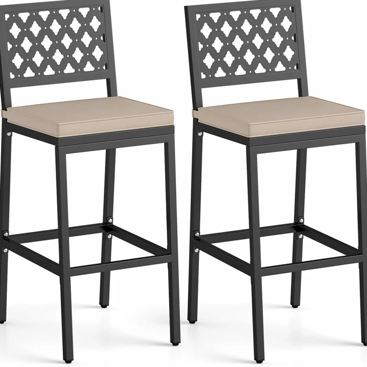 Tangkula Outdoor Bar Stools Set of 2 or 4, 27” Counter Height Barstools with Removable Cushions
