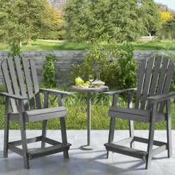 Tangkula Outdoor Bar Stool, HDPE Tall Adirondack Chair with Armrest & Footrest
