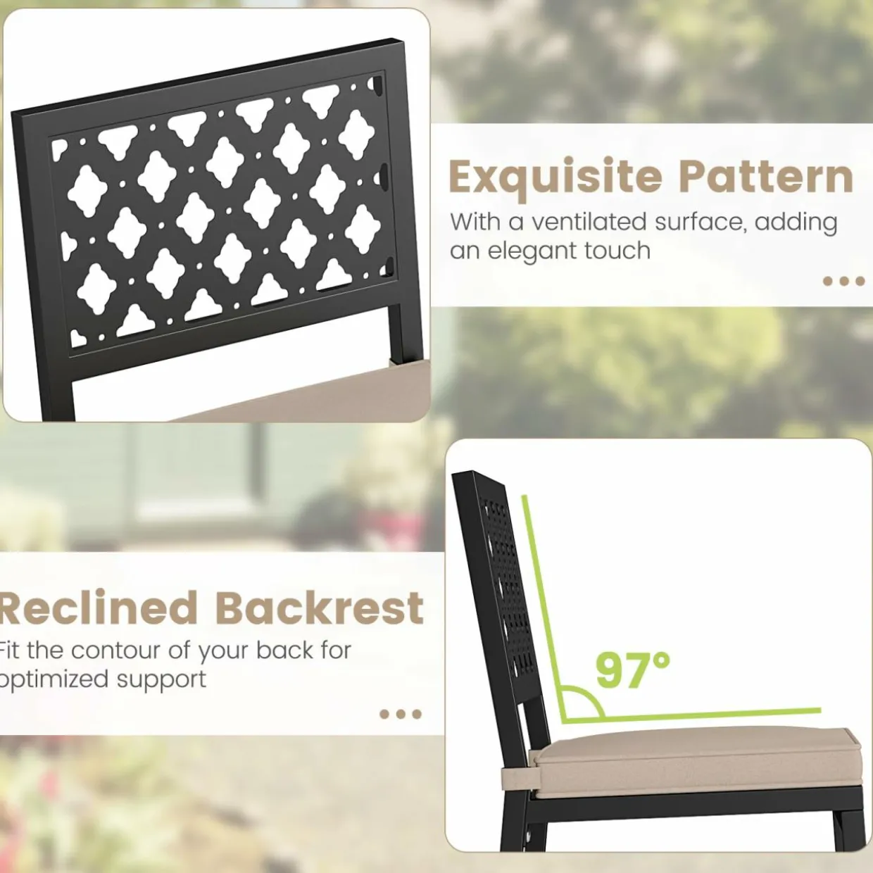 Tangkula Outdoor Bar Stools Set of 2 or 4, 27” Counter Height Barstools with Removable Cushions