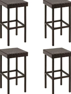 Tangkula Outdoor Bar Stool Set of 2/4, Patio Rattan Bar Chairs