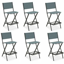 Tangkula Outdoor Barstools Set of 6, Counter Height Folding Bar Chairs with Back and Footrest