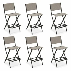 Tangkula Outdoor Barstools Set of 6, Counter Height Folding Bar Chairs with Back and Footrest