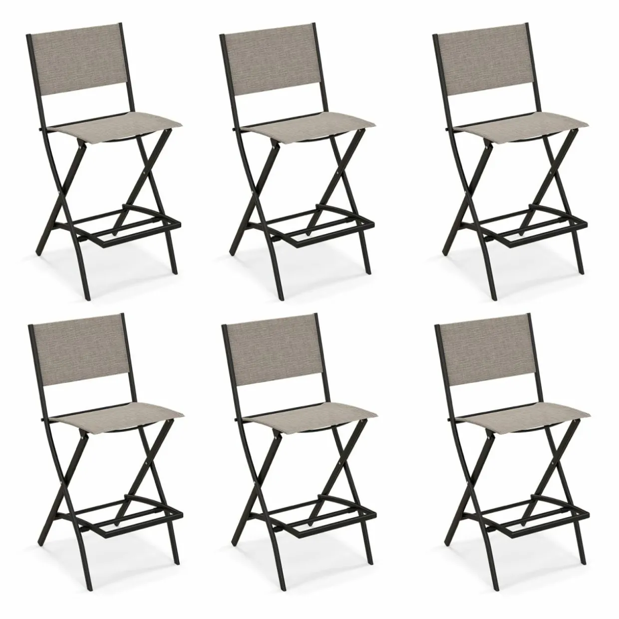 Tangkula Outdoor Barstools Set of 6, Counter Height Folding Bar Chairs with Back and Footrest