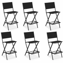 Tangkula Outdoor Barstools Set of 6, Counter Height Folding Bar Chairs with Back and Footrest