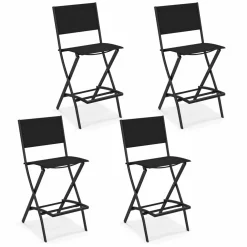 Tangkula Outdoor Barstools Set of 6, Counter Height Folding Bar Chairs with Back and Footrest