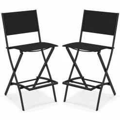 Tangkula Outdoor Barstools Set of 6, Counter Height Folding Bar Chairs with Back and Footrest