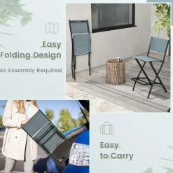 Tangkula Outdoor Barstools Set of 6, Counter Height Folding Bar Chairs with Back and Footrest